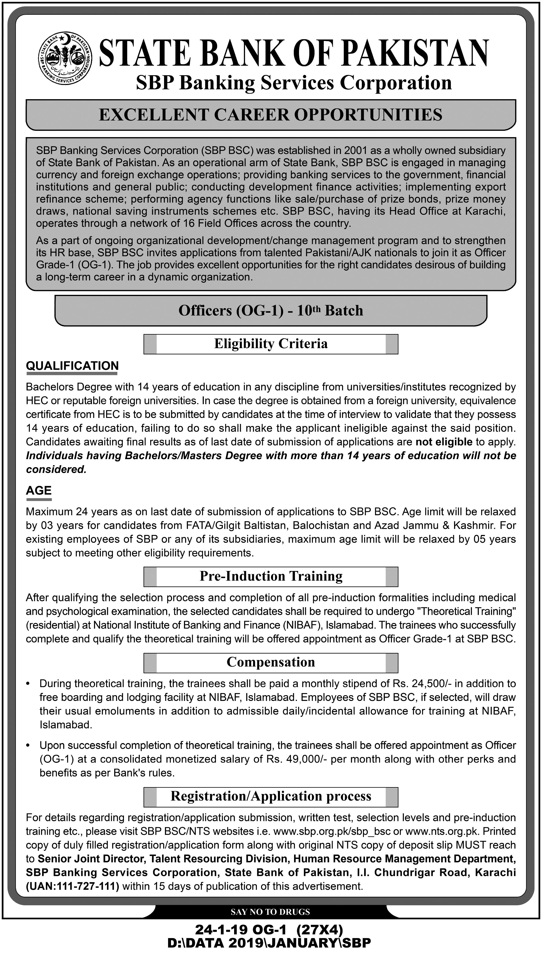 State Bank of Pakistan Jobs